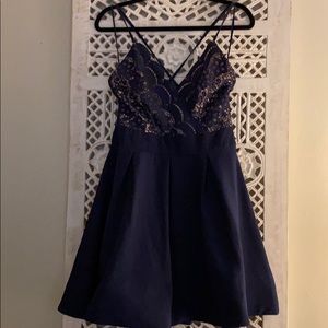 Love Culture Blue Lace Bodice Sleeveless Skater